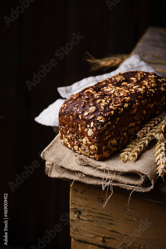 Loaf wholegrain bread with seeds