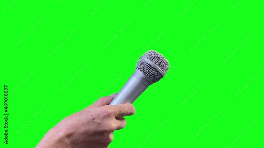 Vidéo Stock Mic Isolated on Green Screen, Microphone Cut Out on Green