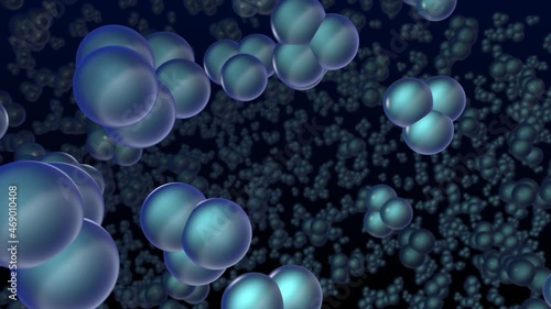 Ozone gas molecules flying around in the atmosphere. O3 particles forming the ozone layer