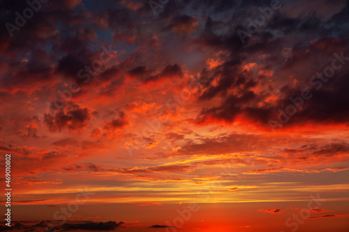 Red atmosphere with clouds . Spectacular evening sky  © russieseo