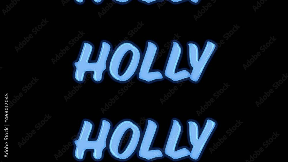 Animation of holly text in repetition at christmas on black background Animation of holly text in repetition at christmas on black background