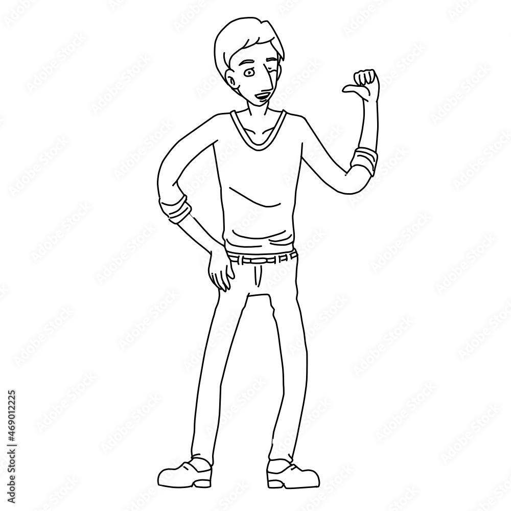 Hugo Man Leave it to me Thumb Gesture Emotions Whiteboard Animation SVG Image