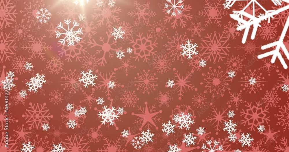 Animation of snow falling on red background at christmas Animation of snow falling on red background at christmas