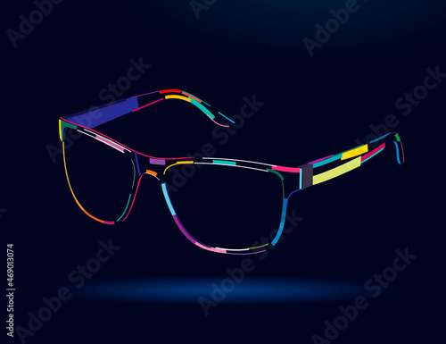 Stylish sunglasses, abstract, colorful drawing. Vector illustration of paints