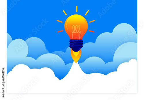 Illustration light bulb for concept idea with cloud