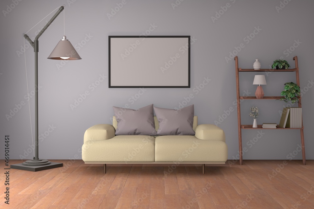 Fototapeta premium living room. picture frame interior 3d rendering 