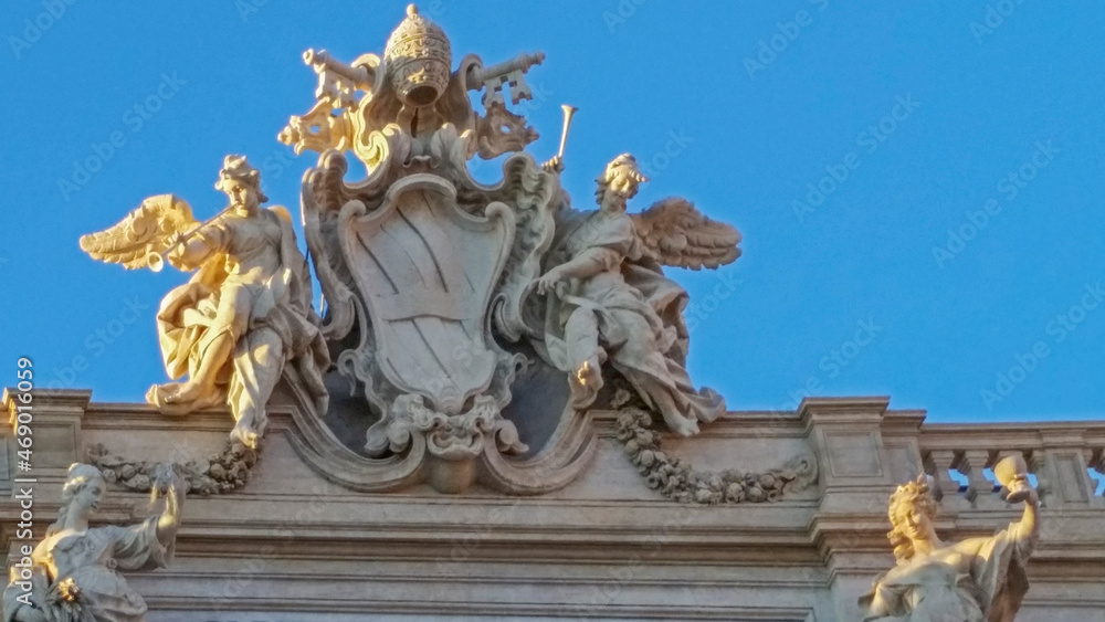 The Bernini saints’ statues in the Colonnade and his Clock. St Peter’s Square. Vatican City, Italy, Feb 2015