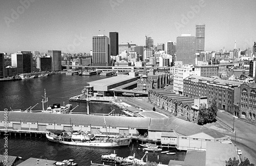 Historical sydney in the sixties  showing  Circular Quay from the Sydney Harbour bridge and the Rocks area photo