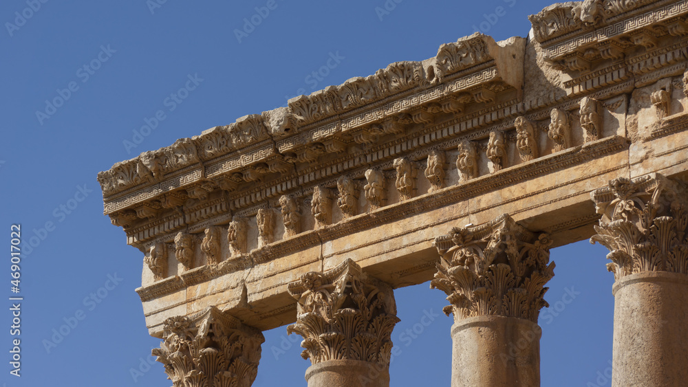 Temple of Jupiter. Closeup. Ruins of Baalbek. Lebanon