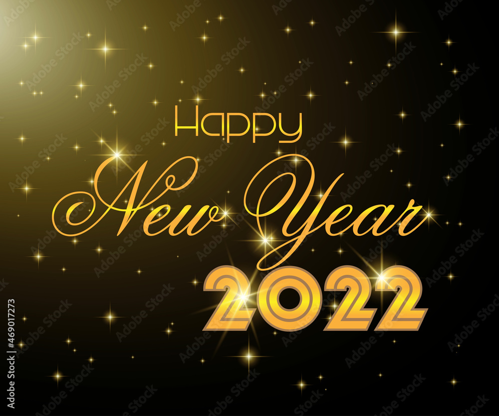 2022 new year effect text with black background, glitter gold effect ...