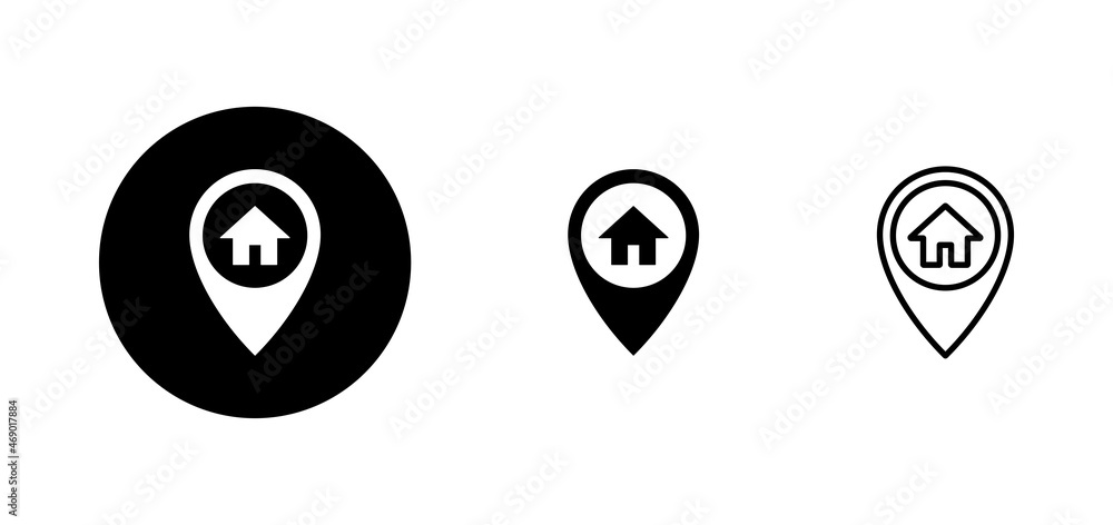 address icons set. home location sign and symbol. pinpoint address icons set. home location sign and symbol. pinpoint