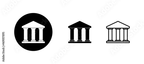 Bank icons set. Bank sign and symbol, museum, university
