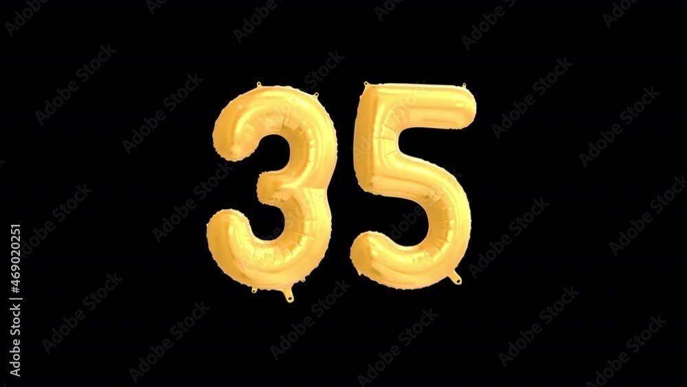 Helium Gold Balloon with Number - 35. Loop Animation with Alpha Channel Prores 4444. Helium Gold Balloon with Number - 35. Loop Animation with Alpha Channel Prores 4444.