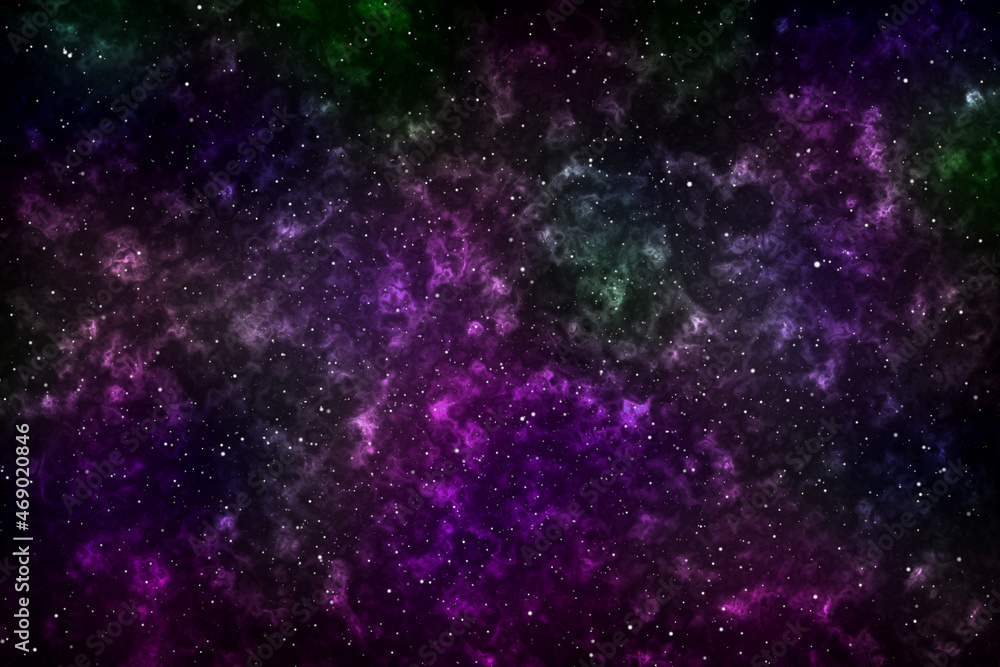 Abstract imaginative dark purple,green artificial stellar lighting image based on galaxies and nebula and other astronomy photography.