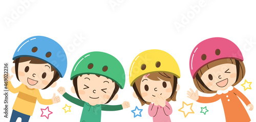 自転車に乗る子供たちの交通安全