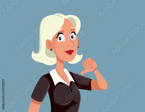 Woman Holding Thumbs Down as Negative Feedback Vector Cartoon