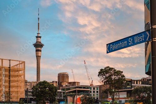 Photography iconic Skytower in Auckland New Zealand