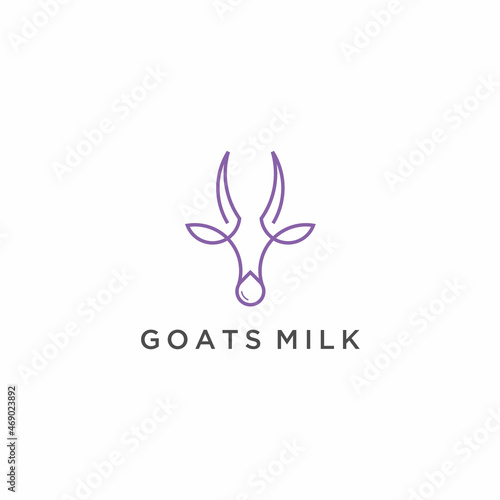 abstract goat head vector logo design, goats head logo design with business card Premium Vector