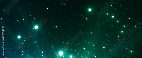 発光する光の粒とレンズフレア 宇宙 キラキラ 夜空 幻想的