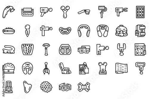 Massage equipment line vector doodle simple icon set