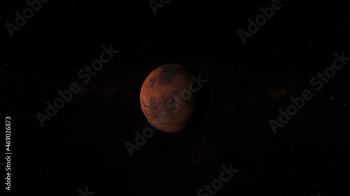 Mars Planet isolated in black, Elements of this illustration furnished by NASA. 