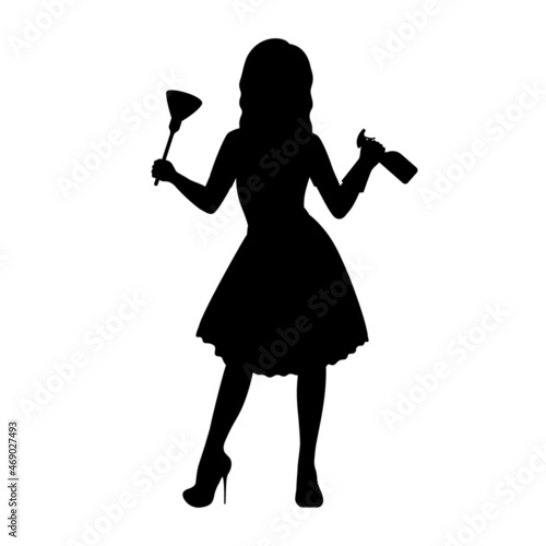 Silhouette girl maid