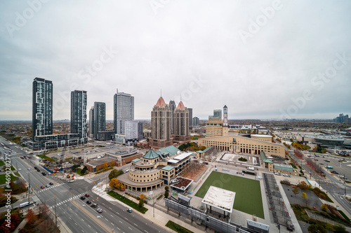 Photography Mississauga skyline condos and town hall with clock tower