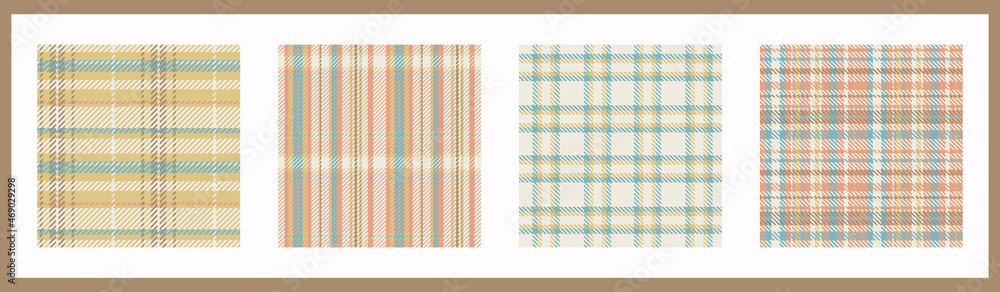 Gender neutral seamless plaid vector pattern collection. Gingham baby ...