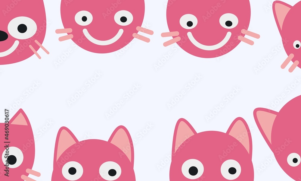 illustration of a pink cat on a white background. Brochures, cards ...