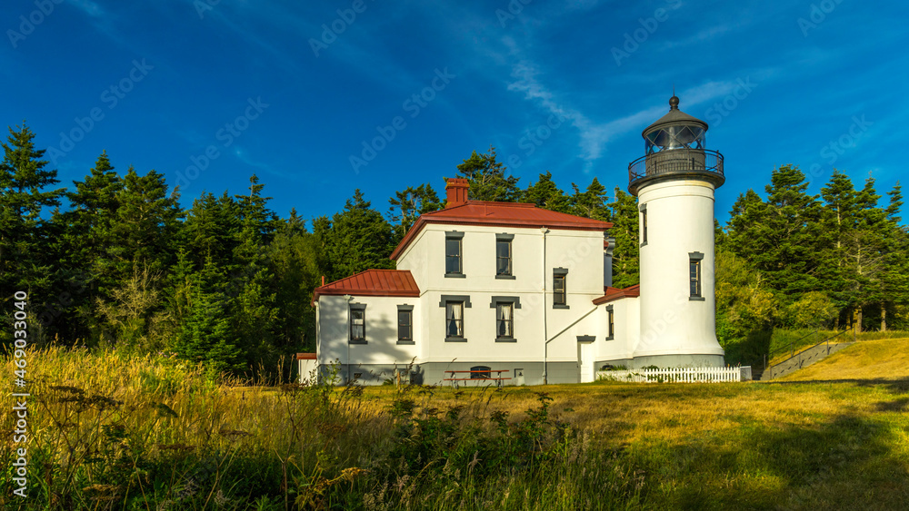 Lighthouse in Fort Casey Historical State Park  is located on Whidbey Island, Washington