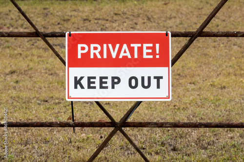 Signage On Gate To Alert Trespassers To Private Property photo