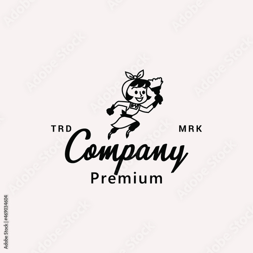 Cleaning Lady Logo Vector Icon Illustration