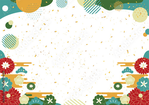 和風配色のお正月背景