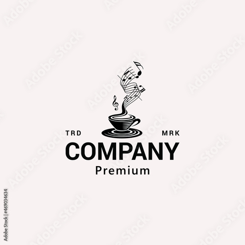 Sticker Coffee Music Cafe Logo Vector Icon Illustration