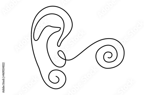 Human ear continuous one line drawing. World deaf day single line concept. Minimalist vector illustration.
