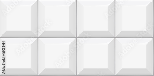 White subway tile seamless pattern. Wall with brick texture. Vector geometric background design