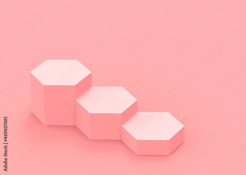 Abstract 3d pink hexagon podium minimal studio background. Abstract 3d pink hexagon podium minimal studio background.