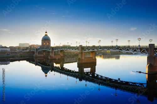 Along the Garonne river at Toulouse city before sunset in France