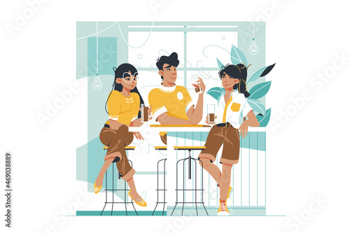 Friends rest at bar