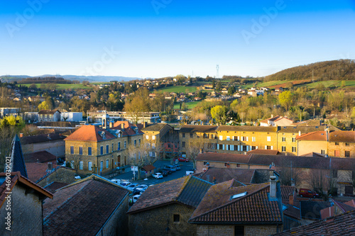 Landscape and village of Chatillon d Azergues during a sunny day photo