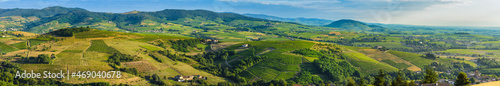 Panoramic view of Beaujolais land with morning lights  France