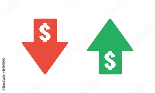 dollar sign with green up and red down arrows, price or income vector icon © MasterSergeant