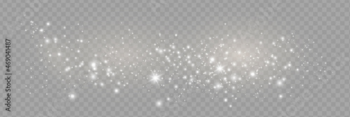 The dust sparks and golden stars shine with special light. Sparkling magical dust particles. Vector sparkles on a transparent background. photo