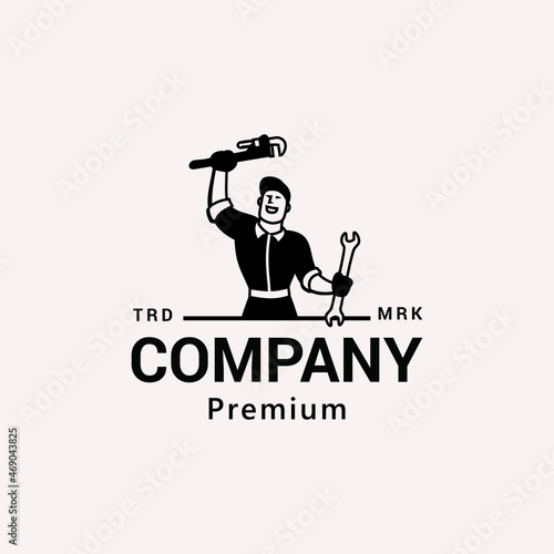 Service Plumbing Classic Logo Vector Icon Illustration