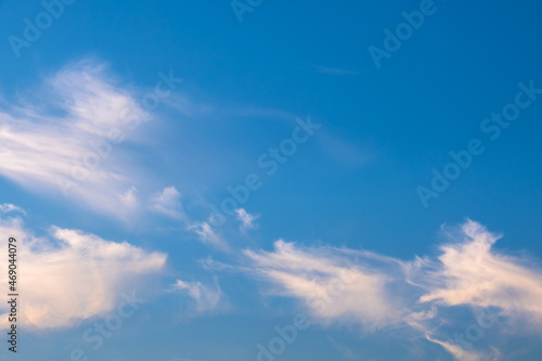 Fototapeta Naklejka Na Ścianę i Meble -  clouds in the blue sky at sunset time. cirrus.