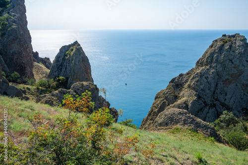 View from the volcano Kara Dag to the Black Sea in Crimea