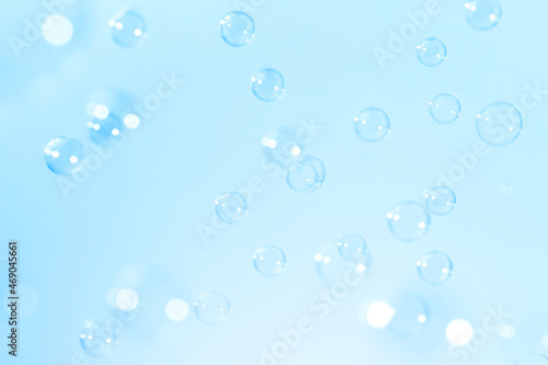 Beautiful Natural Freshness of Transparent Blue Soap Bubbles Background 