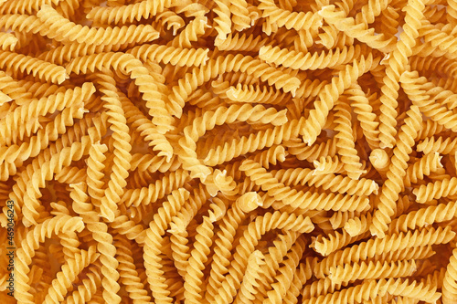 Top view of raw Fusilli noodles pasta