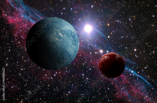 Fototapeta Naklejka Na Ścianę i Meble -  exoplanets and outer space illustration
