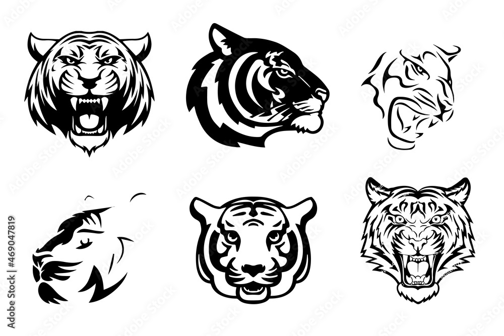 set of tiger head tattoo